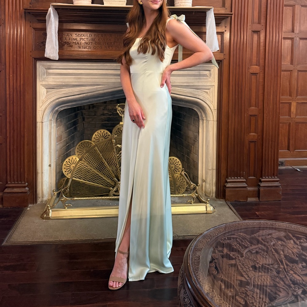 Birdy Grey Alex Matte Satin Dress in Pale Pistachio